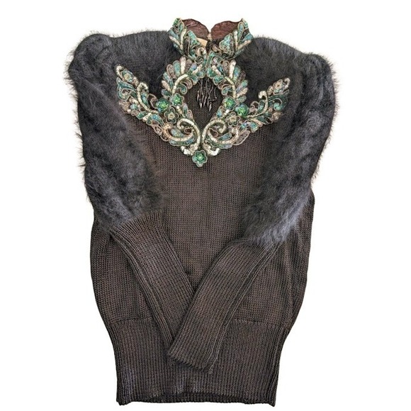 Cache | Sweaters | Cache Vintage Embellished Mock Neck Angora Blend ...